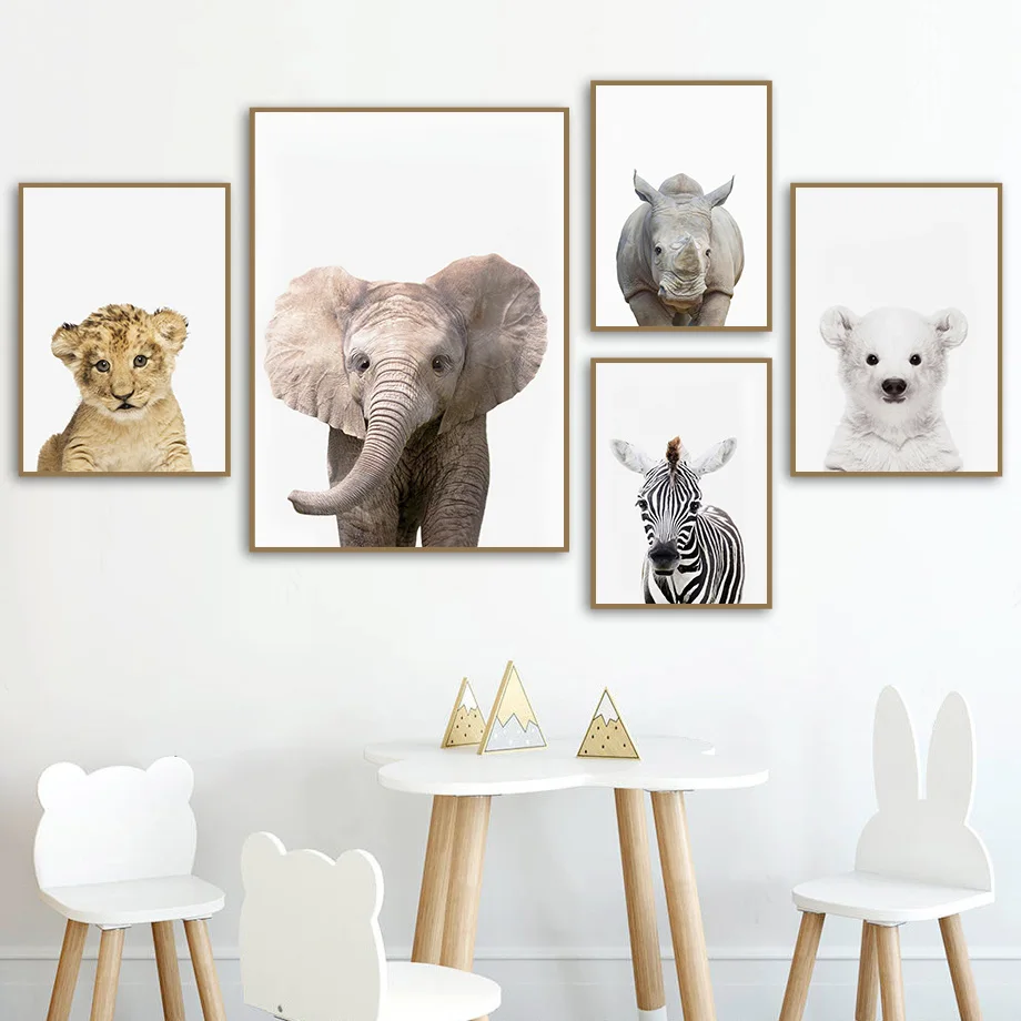 Baby Nursery Zoo Animals - Quadro su tela senza cornice di