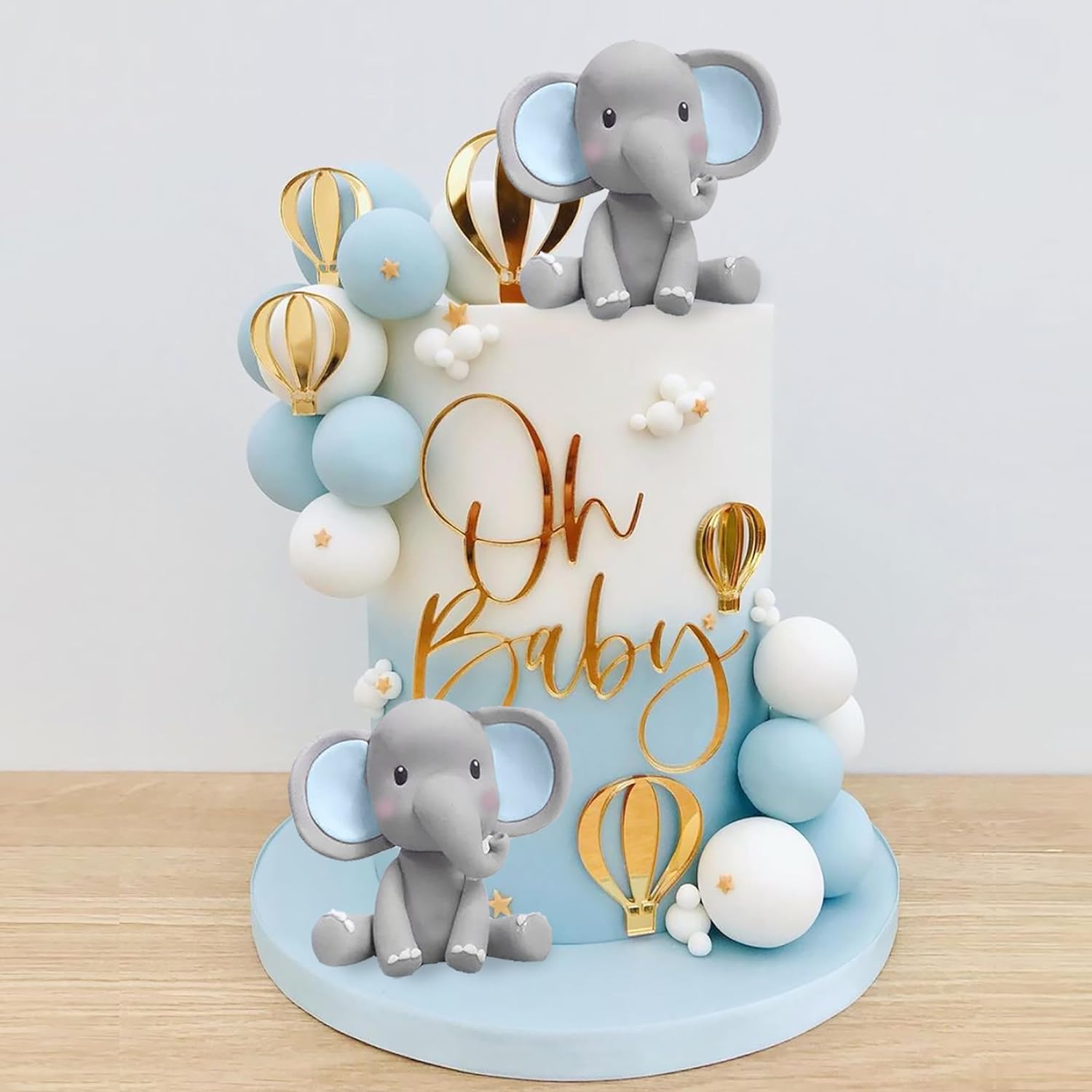 Baby Nursery Hot Air Balloon - Decorazione torta elefante Topper torta bambino