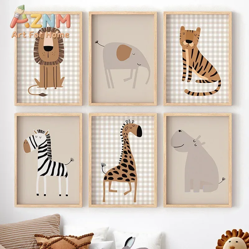 Baby Nursery Jungle - Quadri su tela con animali della