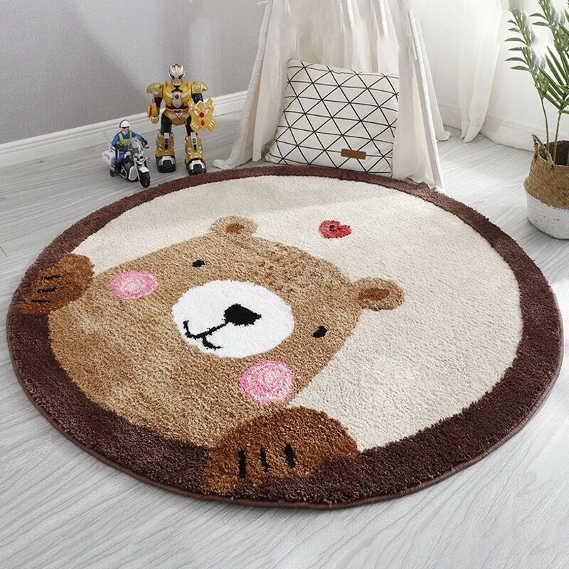 Baby Nursery Rug - VIKAMA Cartoon Tappeto rotondo in cashmere