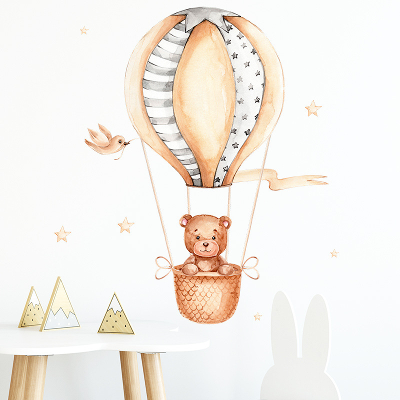 Baby Nursery Hot Air Balloon - Adesivi Murali con Orsetto e Mongolfiera,