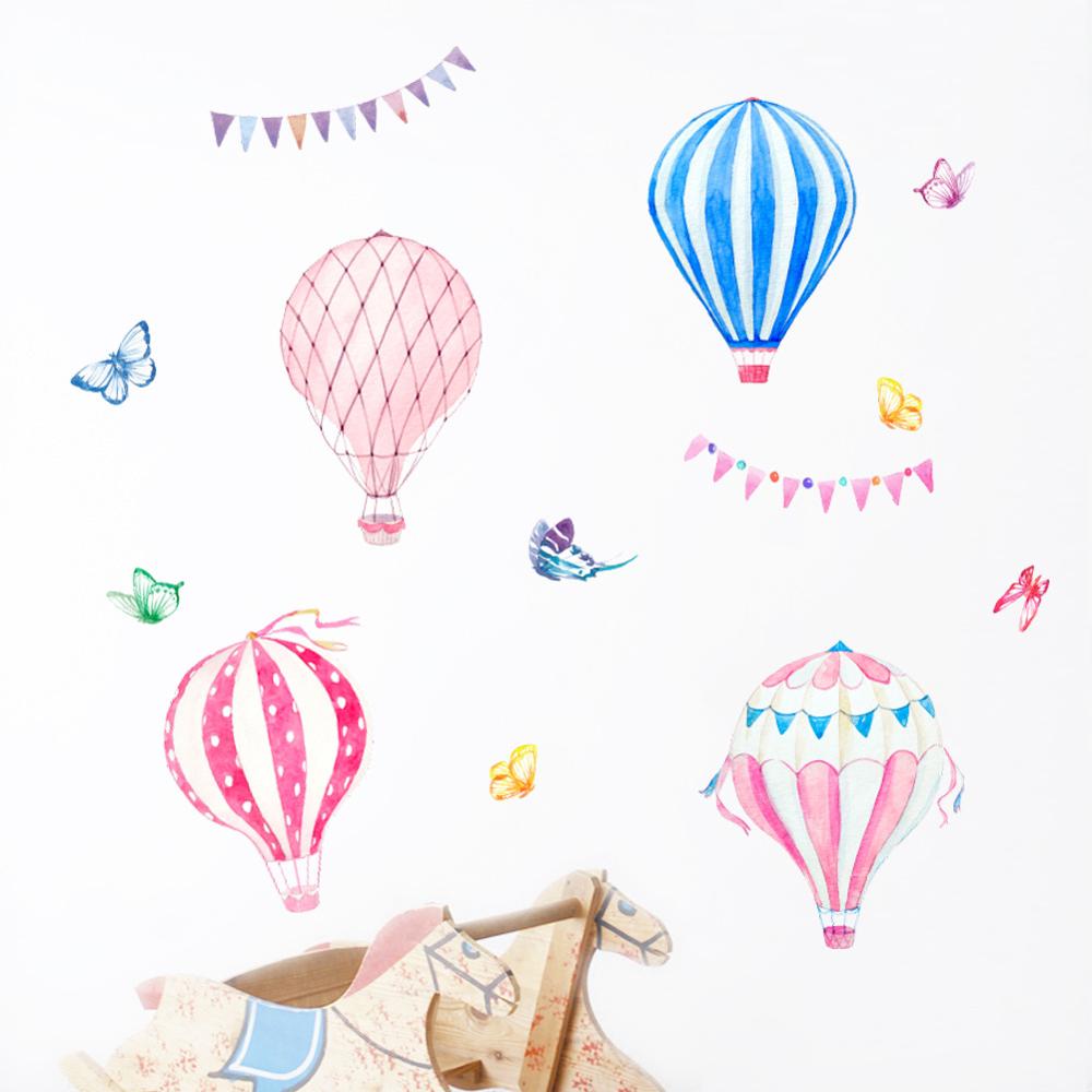 Baby Nursery Hot Air Balloon - Adesivo Murale a Forma di Mongolfiera