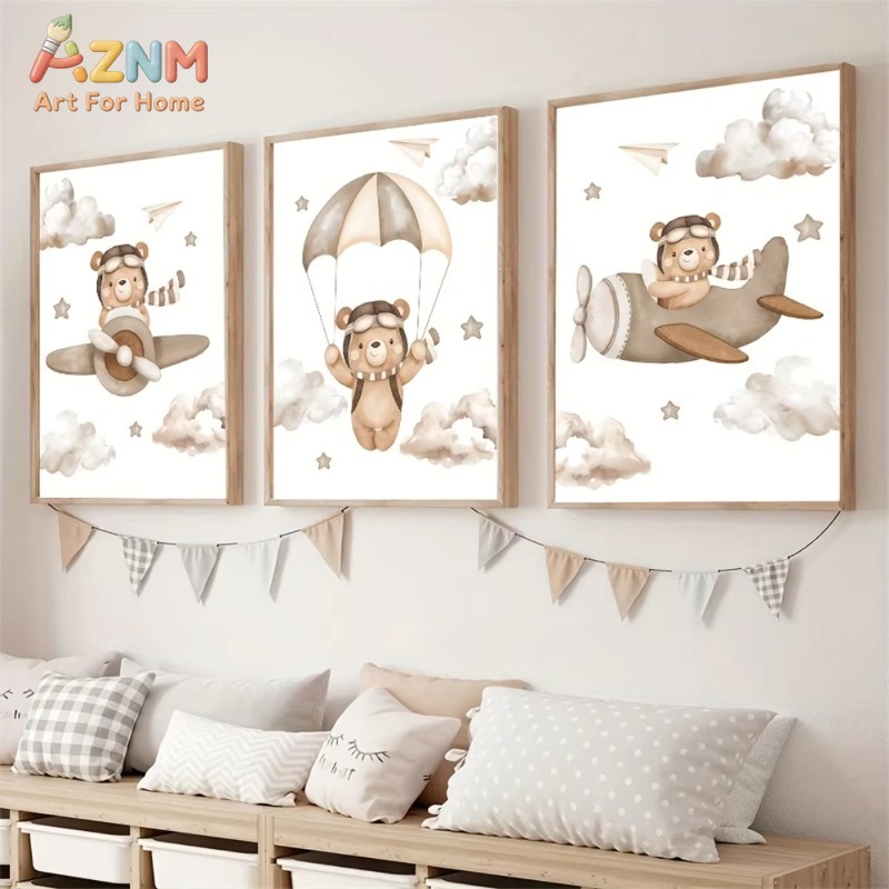 Baby Nursery Picture Frames - 3 pezzi, stampa su tela con