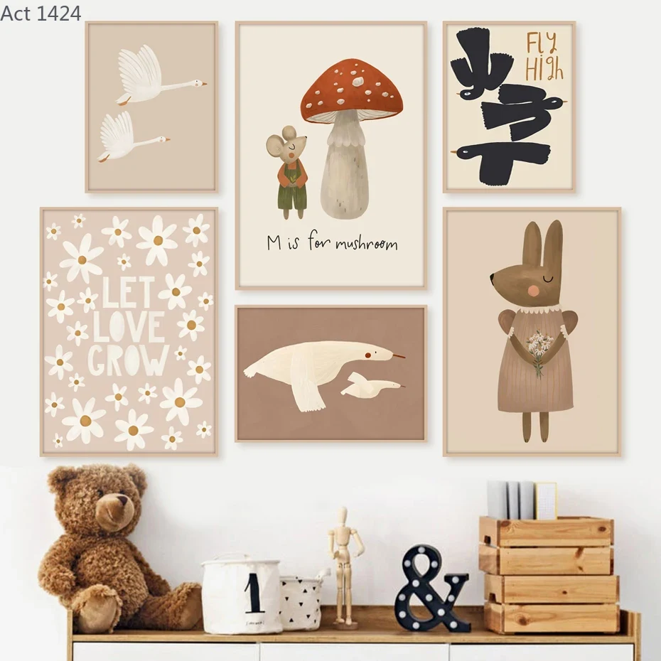 Baby Nursery Picture Frames - Poster Boho con Coniglio, Topo e