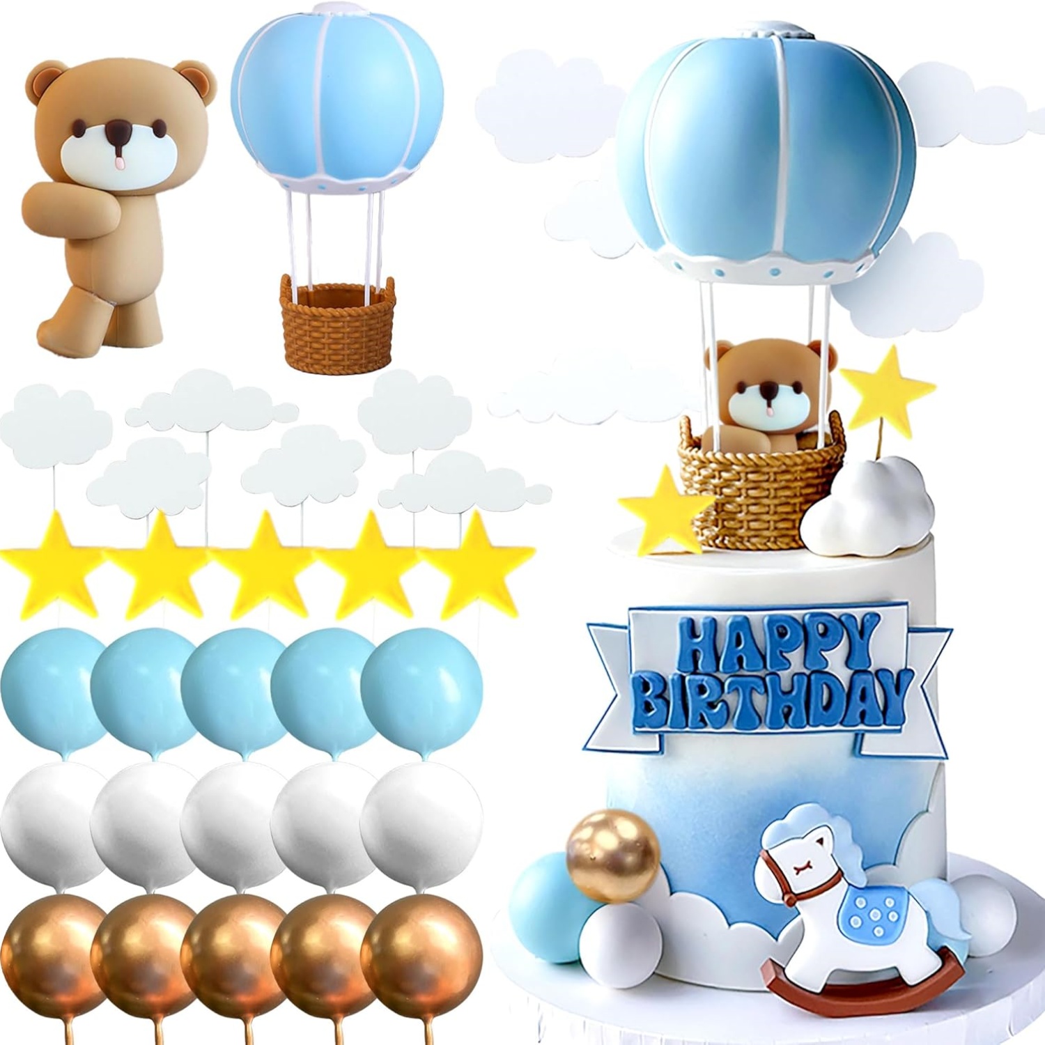 LaVenty Decorazione torta orso - Baby Nursery Hot Air Balloon recensione e prezzo