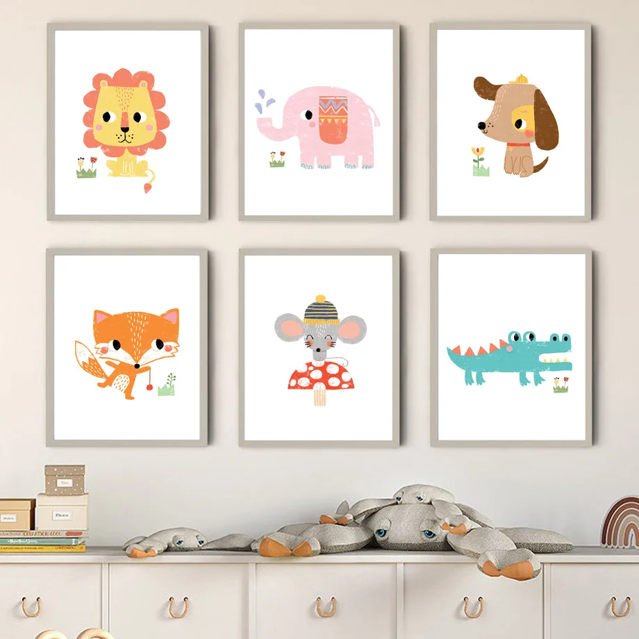 1 quadro su tela senza cornice - Baby Nursery Zoo Animals recensione e prezzo