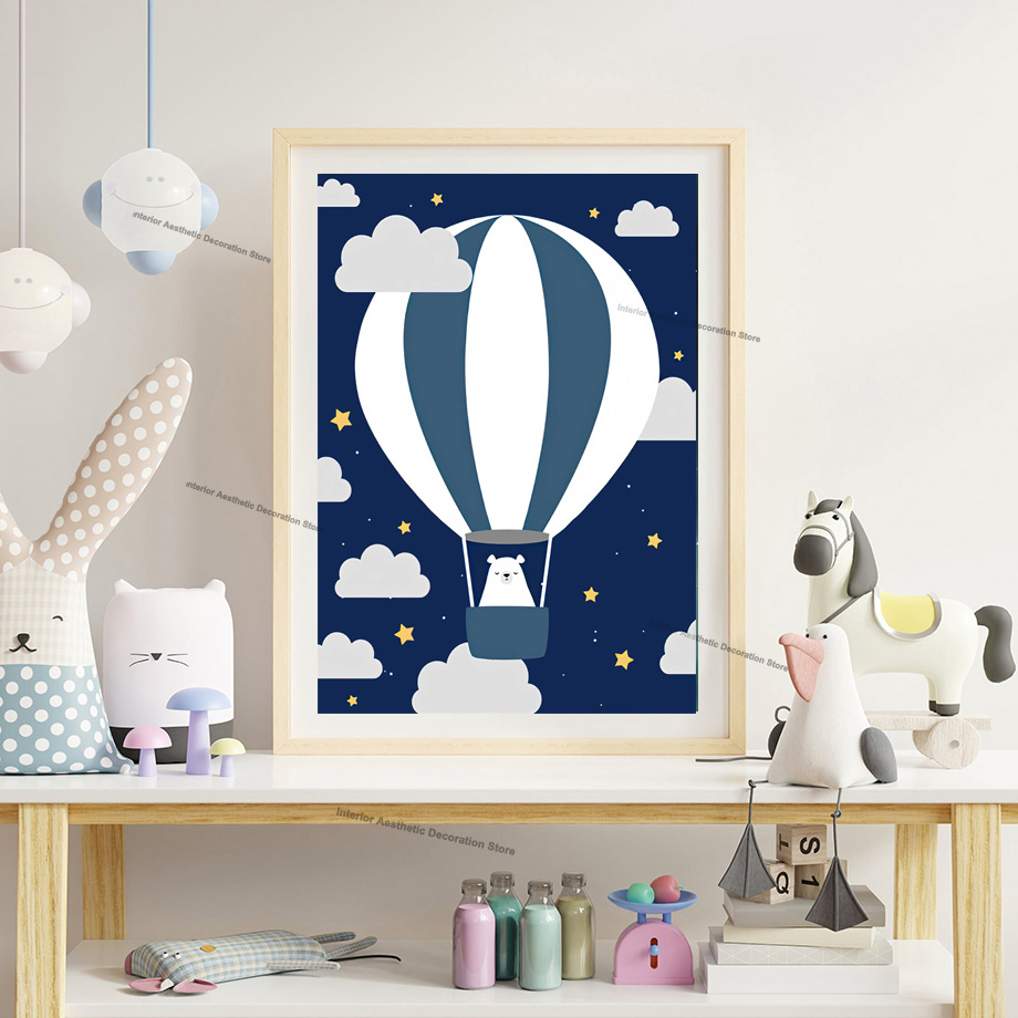 Quadri e Stampe su Tela con Ca - Baby Nursery Hot Air Balloon recensione e prezzo