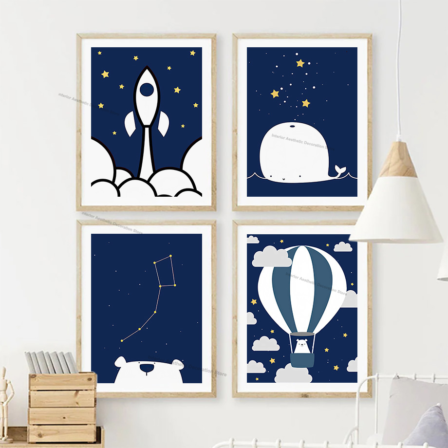 Quadri e Stampe su Tela con Ca - Baby Nursery Hot Air Balloon recensione e prezzo