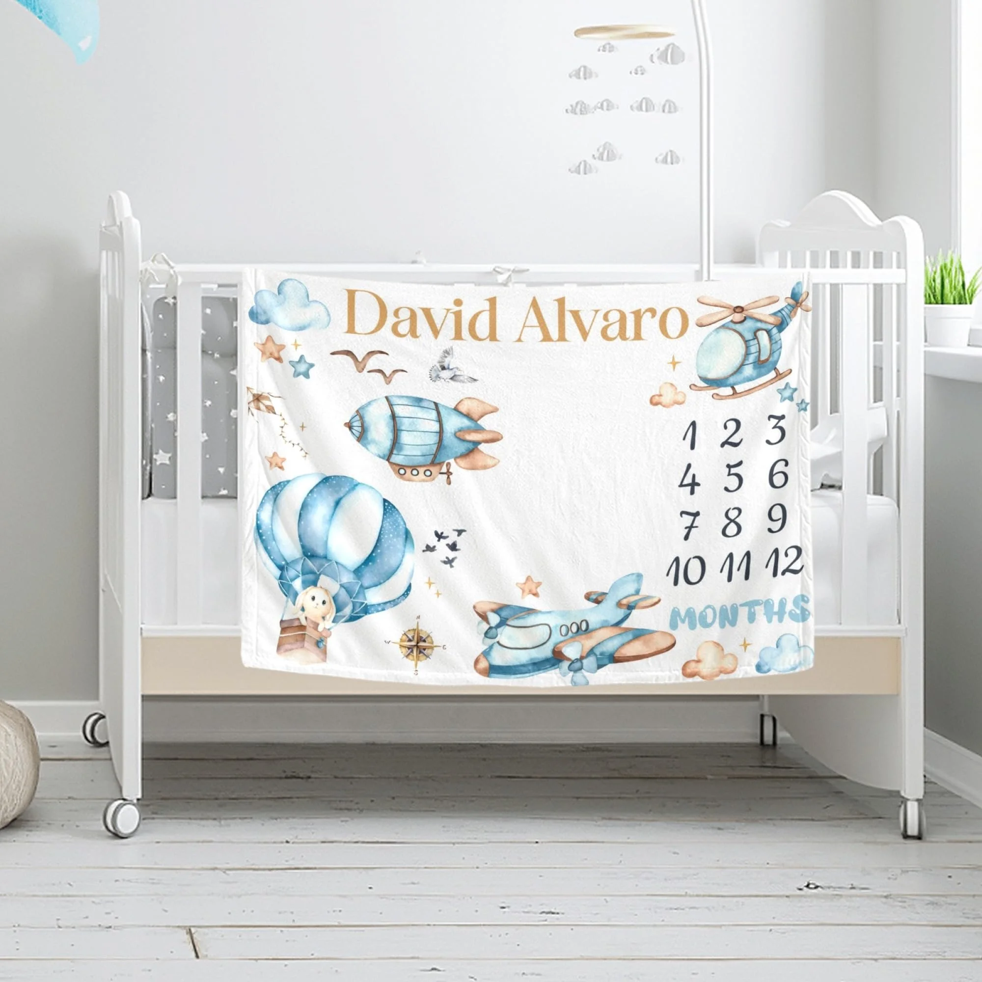 Coperta mensile per neonati VI - Baby Nursery Hot Air Balloon recensione e prezzo