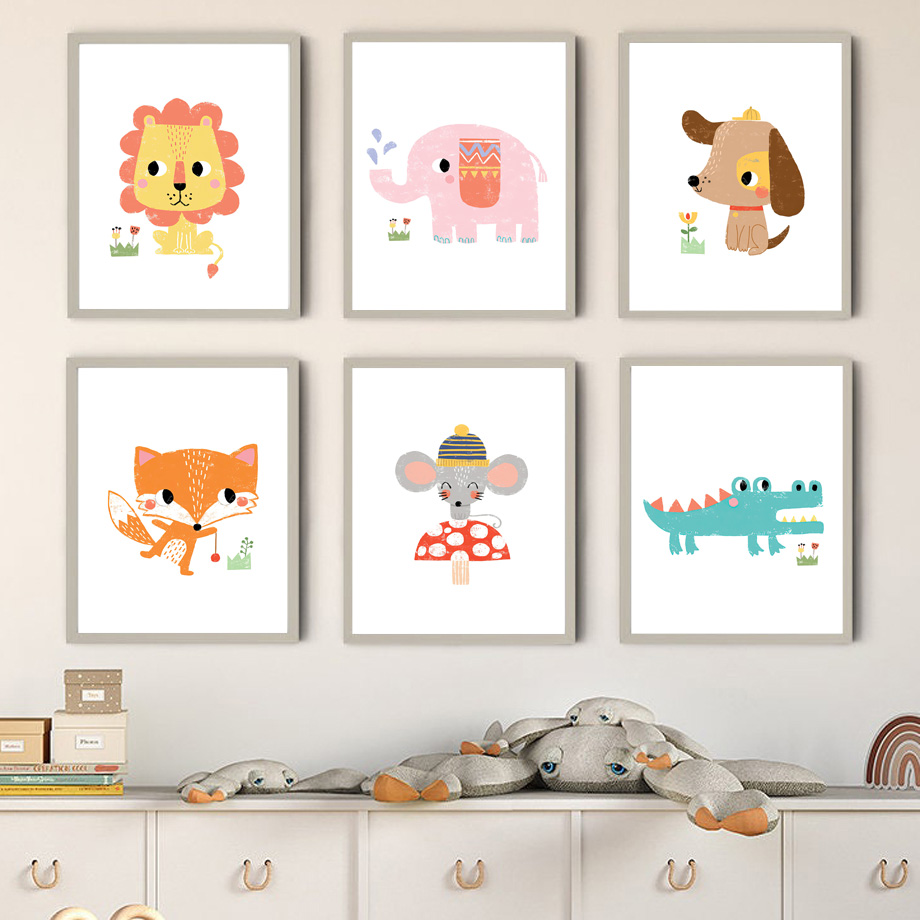 1 quadro su tela senza cornice - Baby Nursery Zoo Animals recensione e prezzo