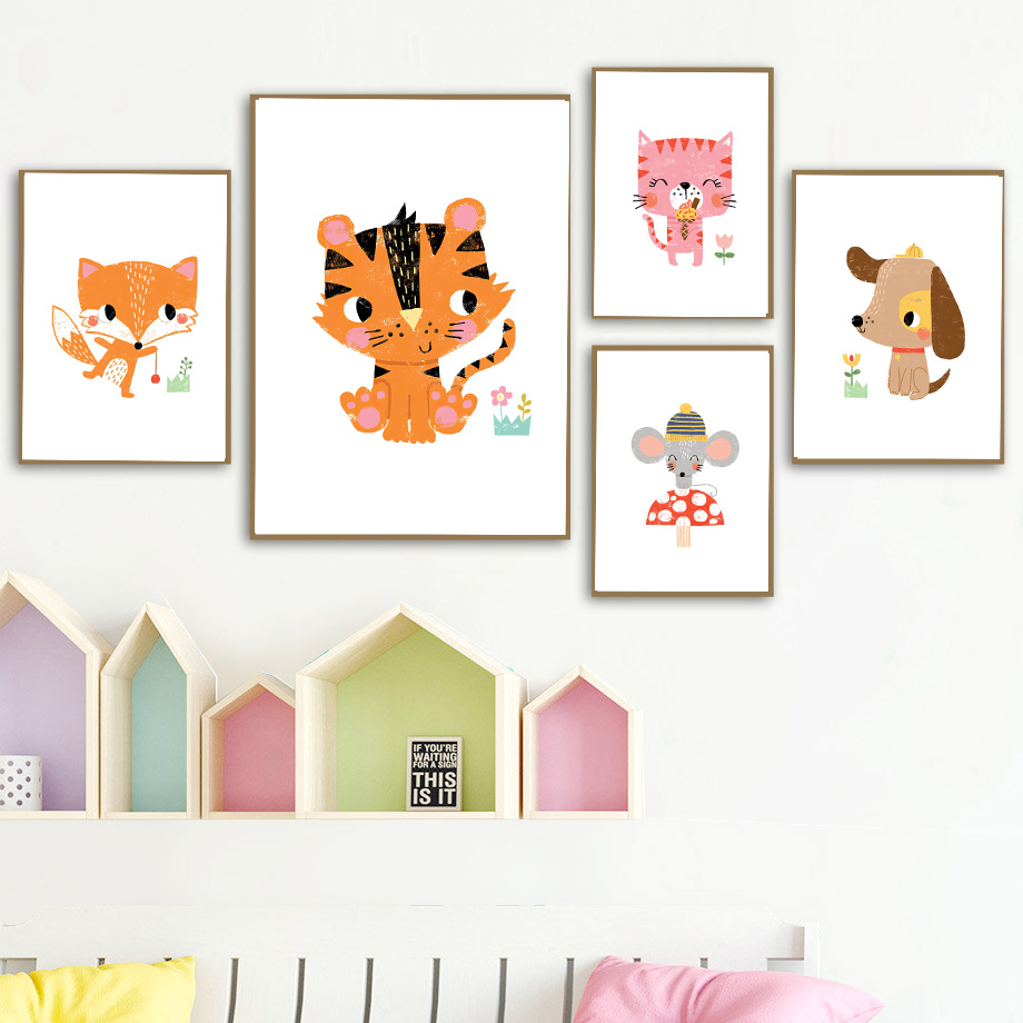 1 quadro su tela senza cornice - Baby Nursery Zoo Animals recensione e prezzo