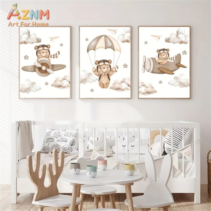 3 pezzi, stampa su tela con mo - Baby Nursery Picture Frames recensione e prezzo