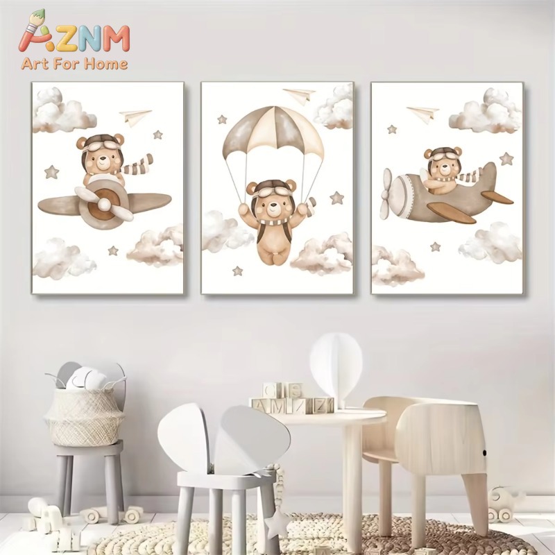 3 pezzi, stampa su tela con mo - Baby Nursery Picture Frames recensione e prezzo