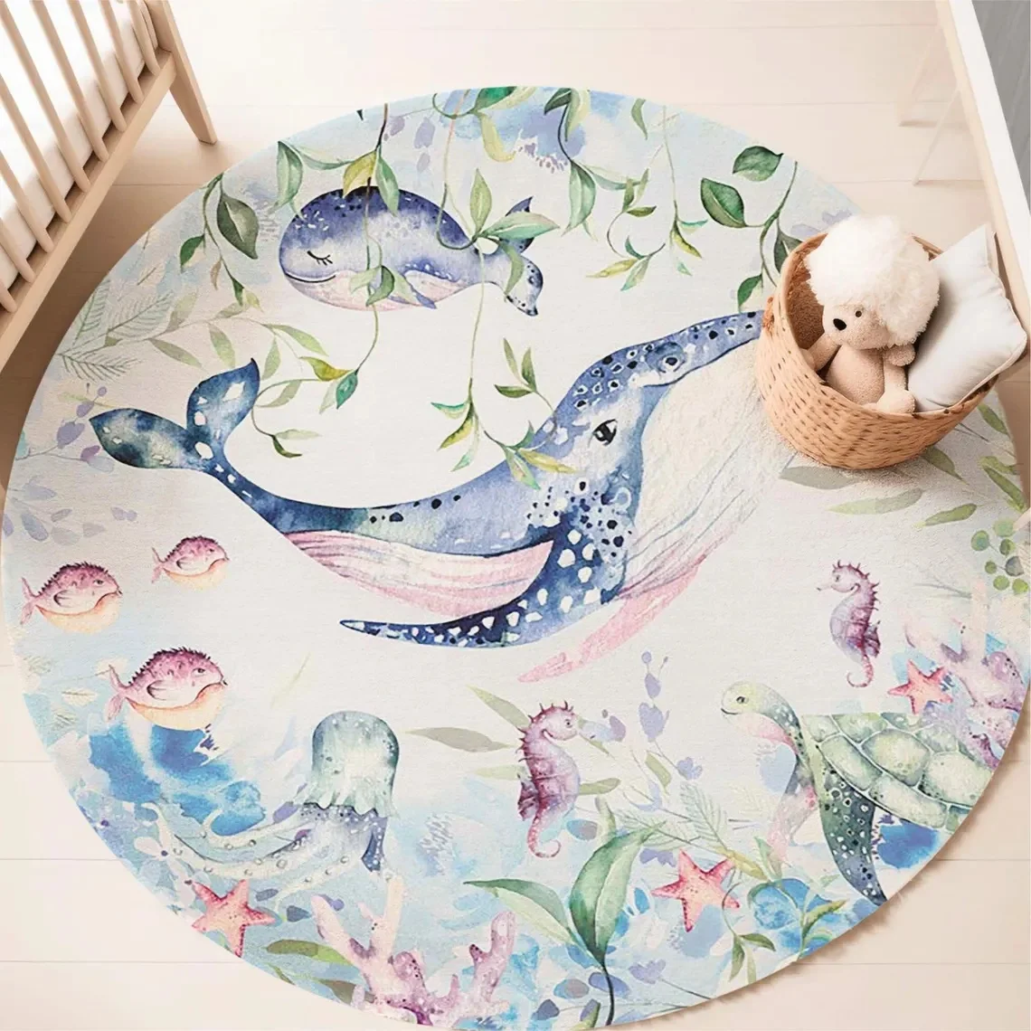 Tappeto rotondo blu con animal - Baby Nursery Rug recensione e prezzo